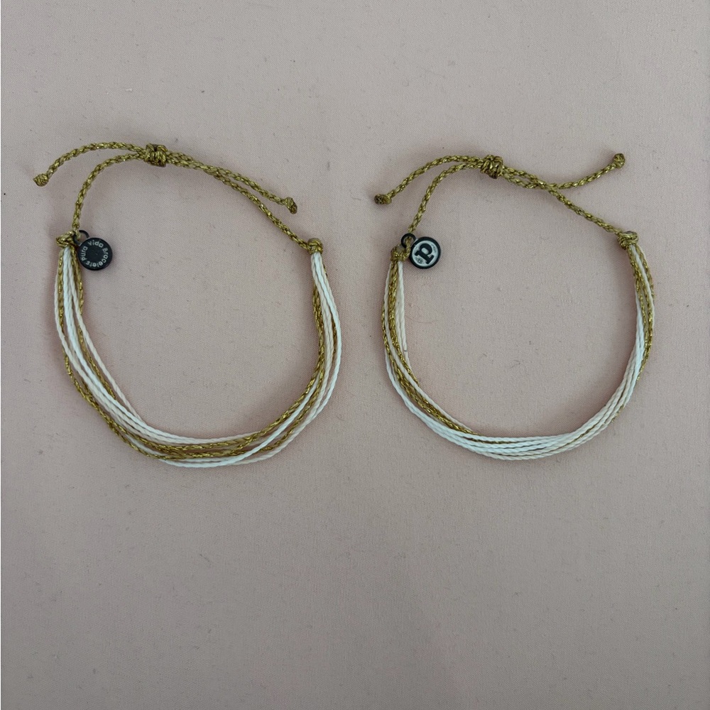 Pura Vida Gold and White BFF set NWOT